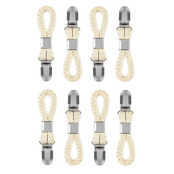 8pcs Braided Cotton Loop Towel Clip with Metal Clamp Multipurpose