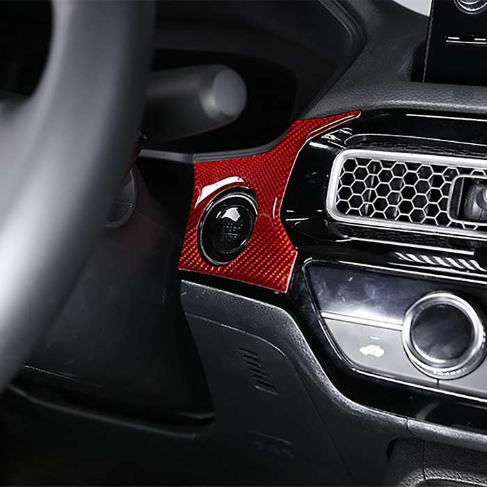 Car Carbon One-click Launch Box Cover Trim for Honda Civic 2022 Red