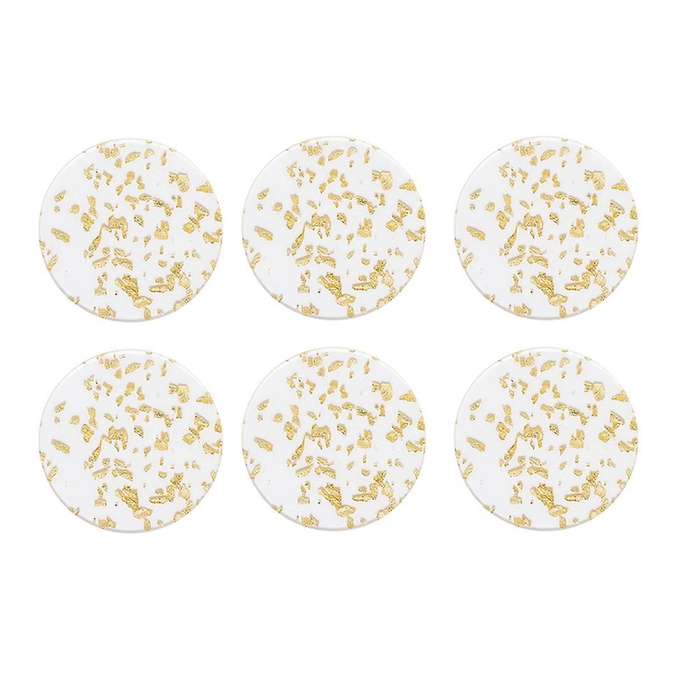 6pcs Acrylic Gold Foil Coaster Heat Insulation Cup Mat for Home A