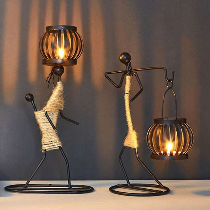 Nordic Candlestick Abstract Character Sculpture Candle Holder Decor-f