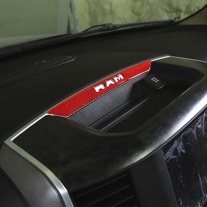 Central Logo Stickers for Dodge Ram 1500 2018-2022,red Carbon Fiber