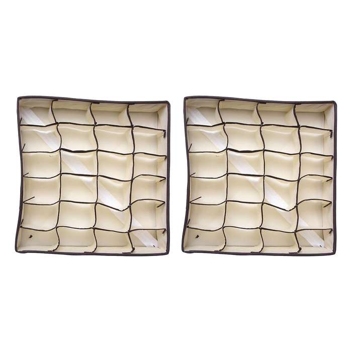 2x 24 Cells Foldable Organizer Box for Bra Underwear Tie Sock Cells