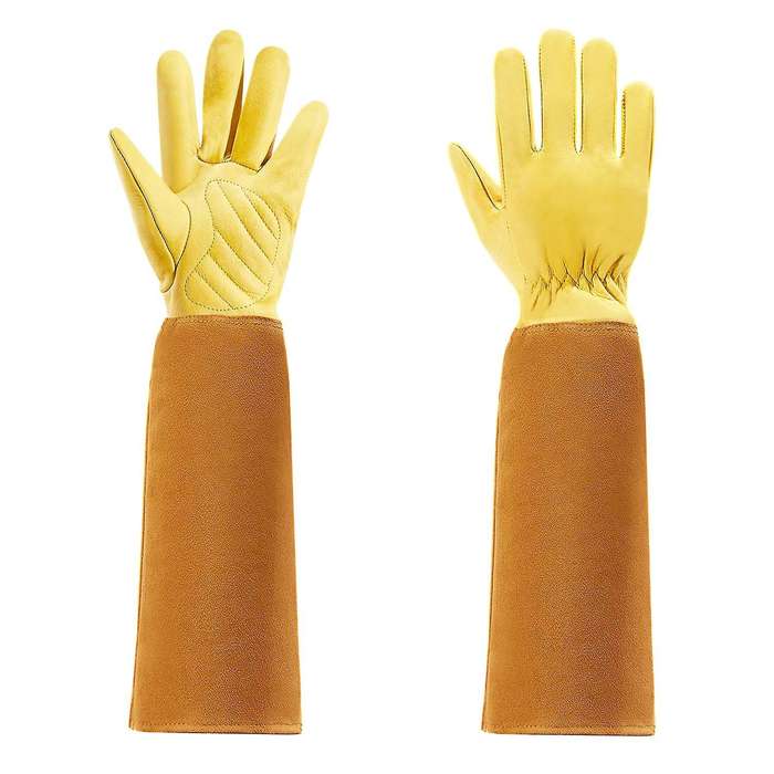 Gardening Gloves Leather Gloves with Long Forearm Gauntlet-s