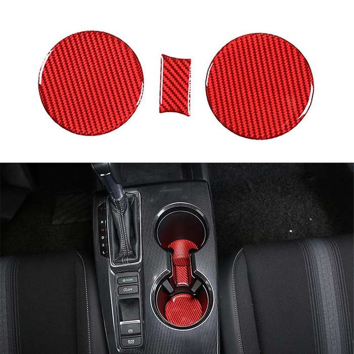 Car Soft Carbon Fiber Central Control Cup Holder Slot Pad Cover Trim