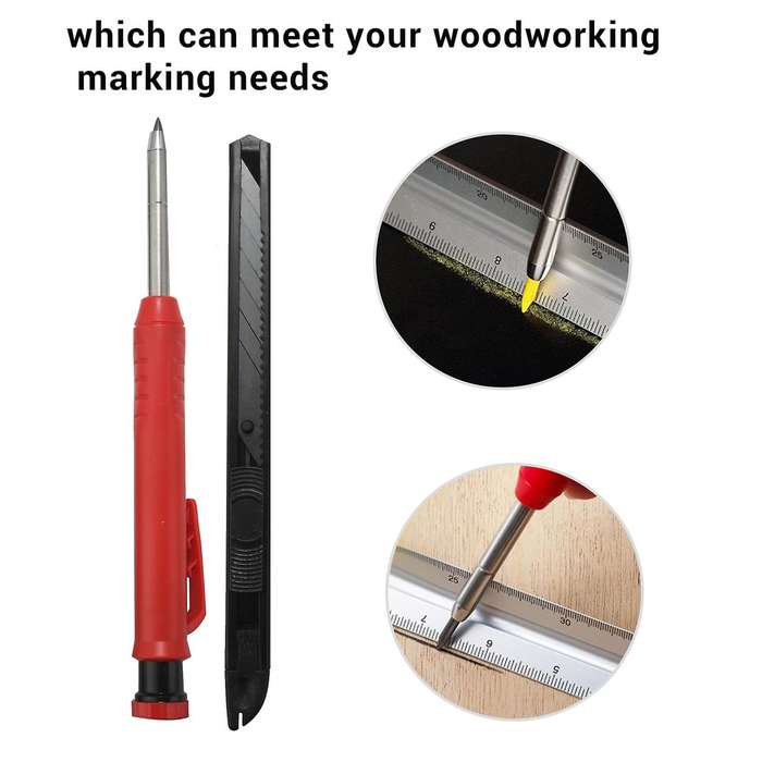2 Pcs Solid Carpenter Pencil, with 12 Refills and 2 Utility Knife