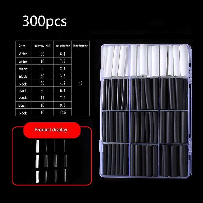 300pcs 3:1 Heat Shrink Tubing Kit with Glue Dual Wall Tubing