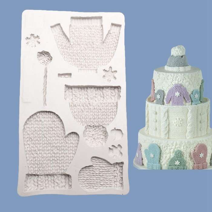 Knitted Sweater Gloves Snowflake Silicone Sugar Cake Chocolate Mold