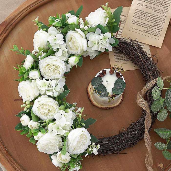 3 Bunches Peony Artificial Flower for Decoration Fake Rose White