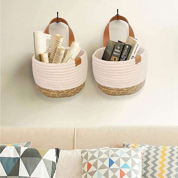 Wall Hanging Storage Basket - Small Cotton Rope Woven Storage Bins