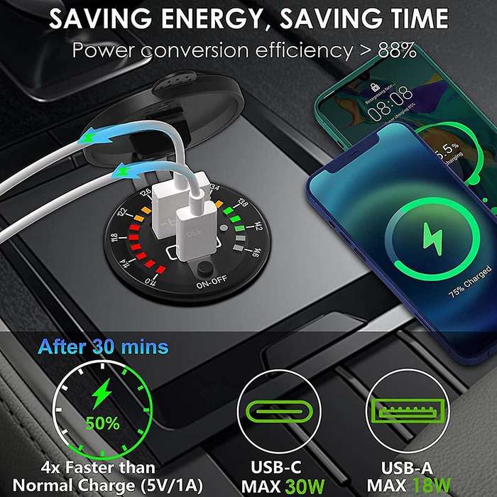Usb Outlet, 30w Usb C Pd3.0 Usb Charger Socket & Qc3.0 Power Outlet