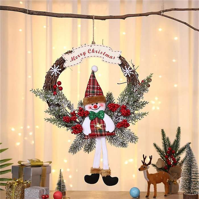 Artificial Christmas Wreath for Front Door Wall, Snowman(large)