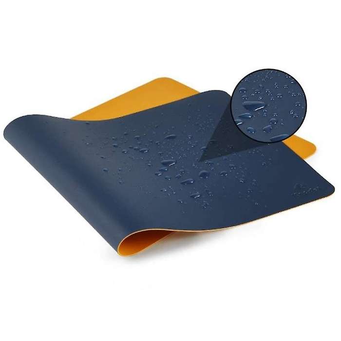 40cm X 80cm Pu Leather Table Mat for Office (dark Blue and Yellow)
