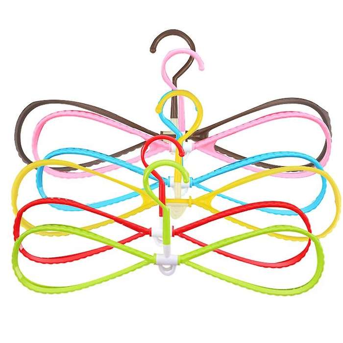 6pcs 8-shaped Plastic Non-slip Hanger Space Saving Clothes Drying