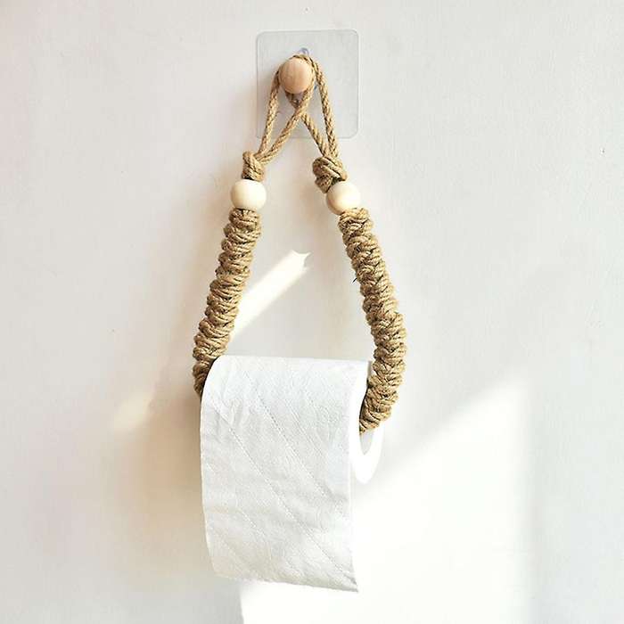 2pcs Toilet Paper Rack without Punching Hand-woven Roll Paper Rack B