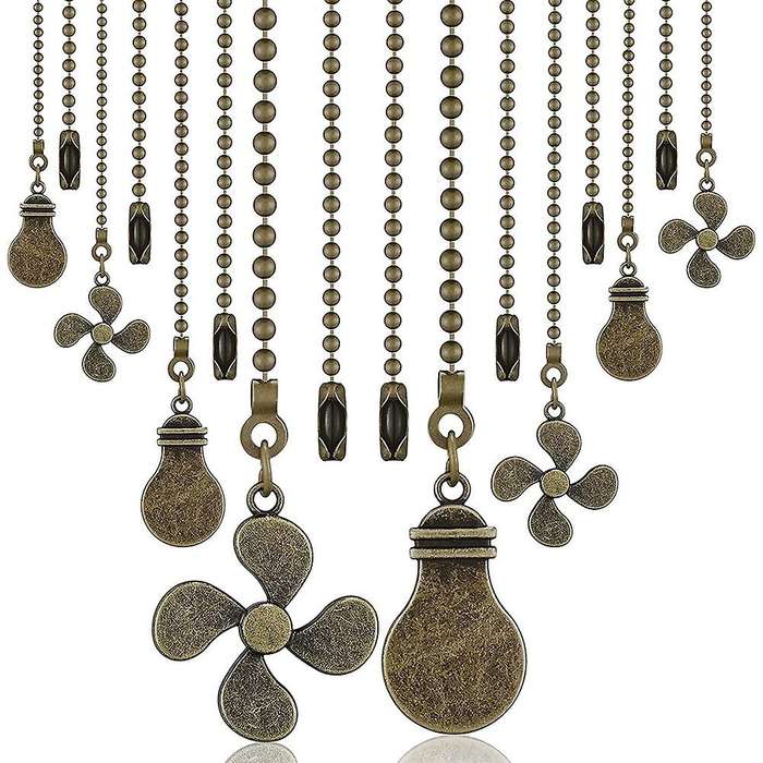 8 Pcs Pull Chains Ceiling Fan 12inch with Fan and Light Bulb Chain