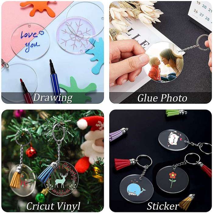 120pcs Ornament Blanks Kit Including Blanks, Tassels, Key Chain Rings