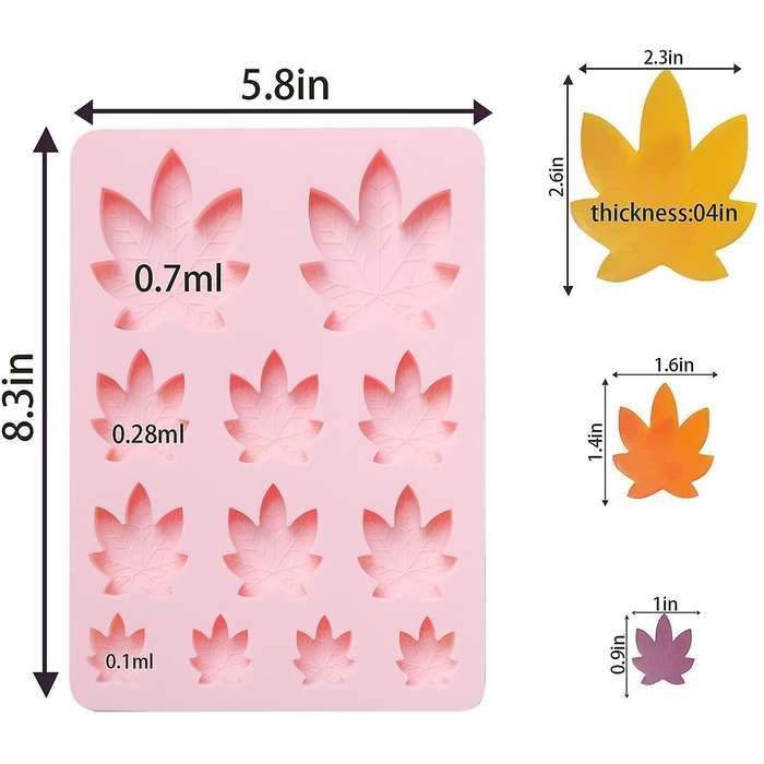 2 Pack Gummy Leaf Silicone Candy Mold, Chocolate Gummy Molds -pink