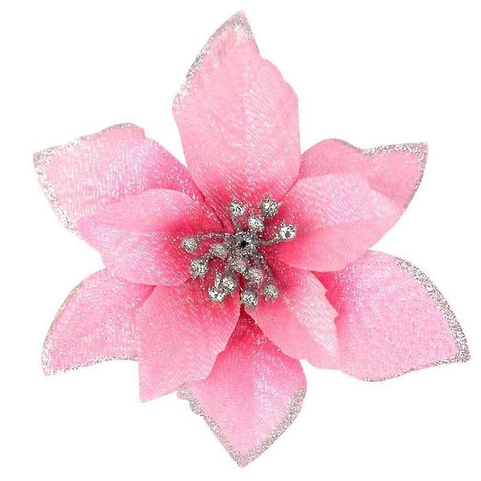 50 Pack Poinsettia Christmas Tree 5inch Artificial Decor Wreath(pink)