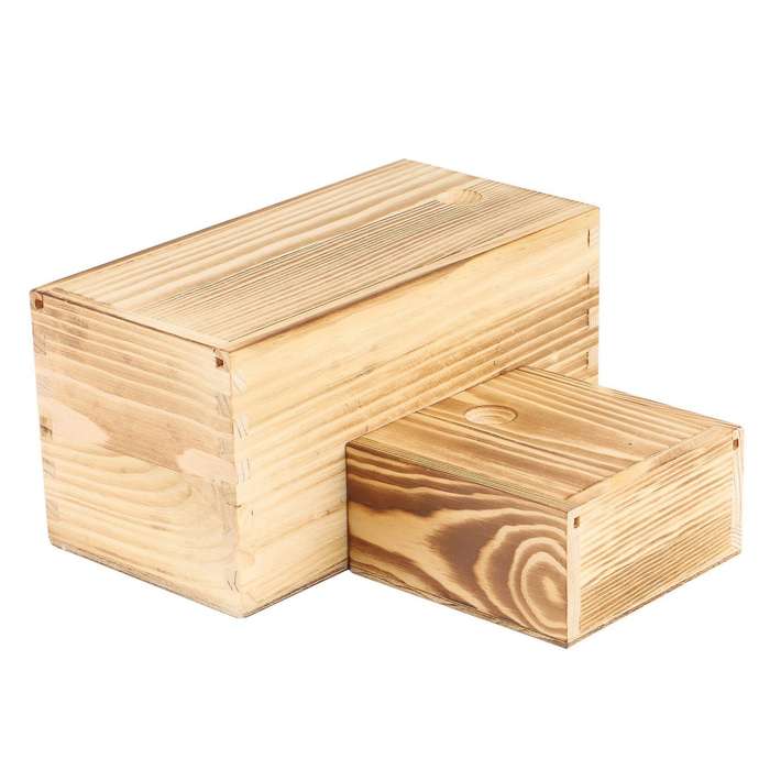 2pcs Wood Jewelry Box for Rings, Earrings, Necklaces,burnt Wood Color
