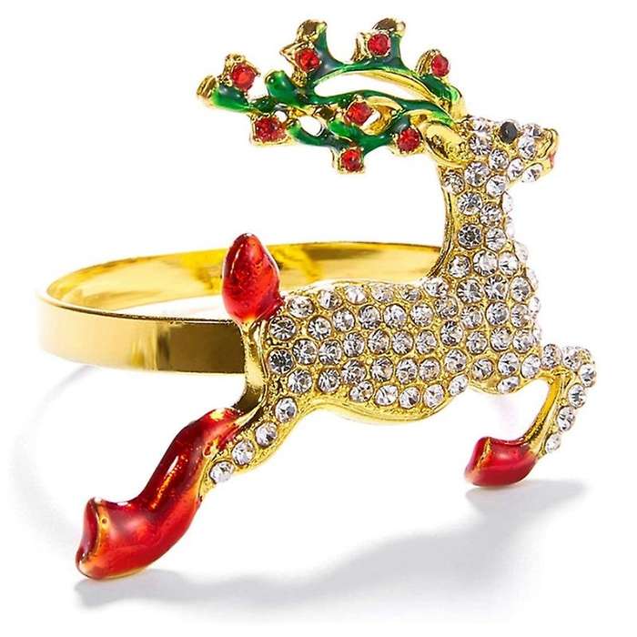 8 Piece Set Of Rhinestone Deer Napkin Ring Suitable for Table Setting