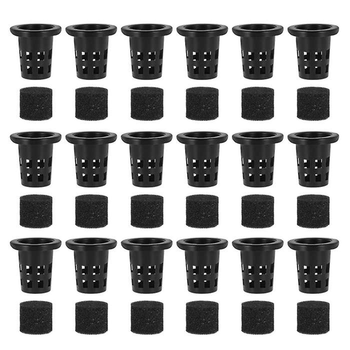 100pcs Plant Grow Net Nursery Pots Cup Hydroponic Mesh Black