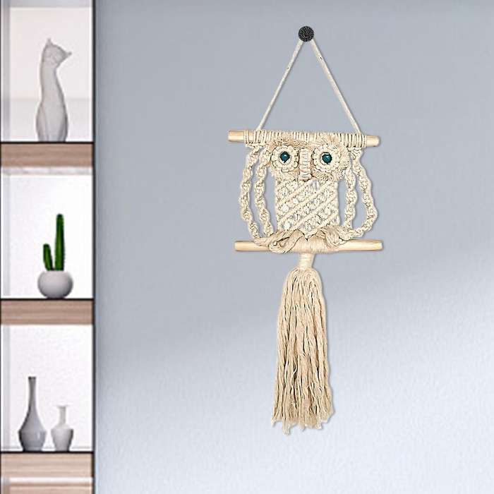 Owl Primary Color Cotton Rope Wall Hanging Decoration Home Bedroom