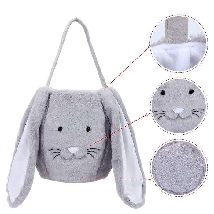 Plush Easter Bunny Basket for Gifts Storage(blue)