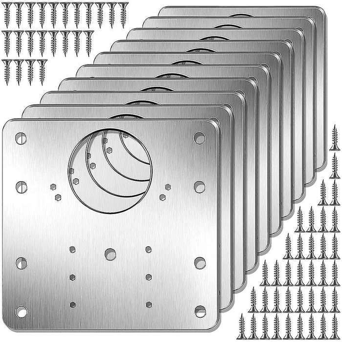 10pcs Cabinet Hinge Repair Plate Kit with Holes Flat Fixing Brackets