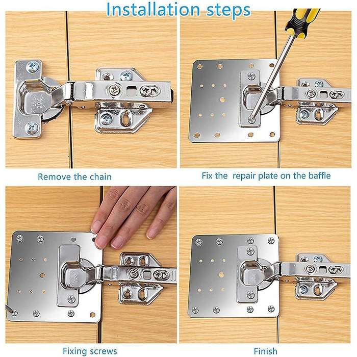 10pcs Cabinet Hinge Repair Plate Kit with Holes Flat Fixing Brackets