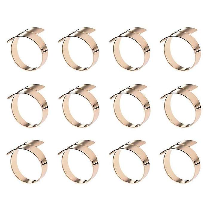 12 Pcs Hotel Restaurants Creative Metal Napkin Ring Gold