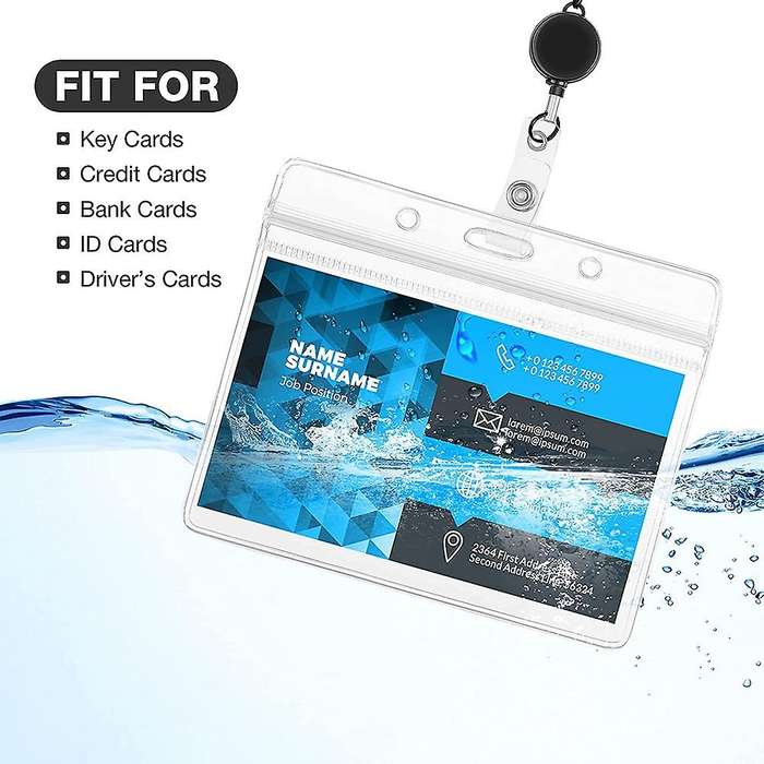 Beaded Badge Lanyard with 6 Waterproof Name Card Holder Id Holder