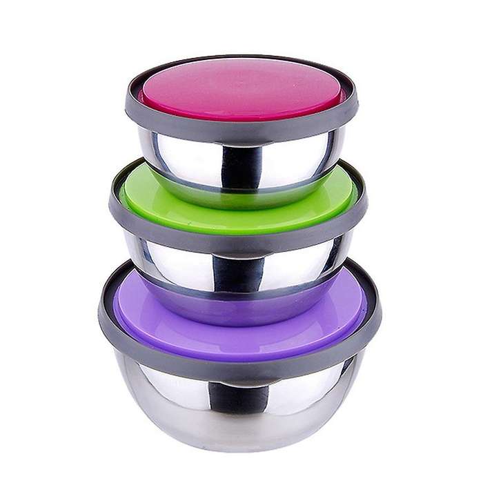 Lunch Box 3pcs Stainless Steel Seal Bowl with Lid Food Storage Box