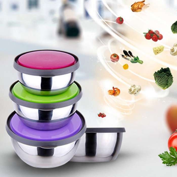 Lunch Box 3pcs Stainless Steel Seal Bowl with Lid Food Storage Box