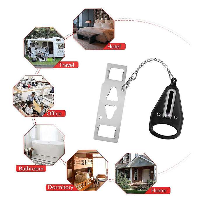 2 Pack Portable Door Lock Solid for Safety In Hotel Apartment B