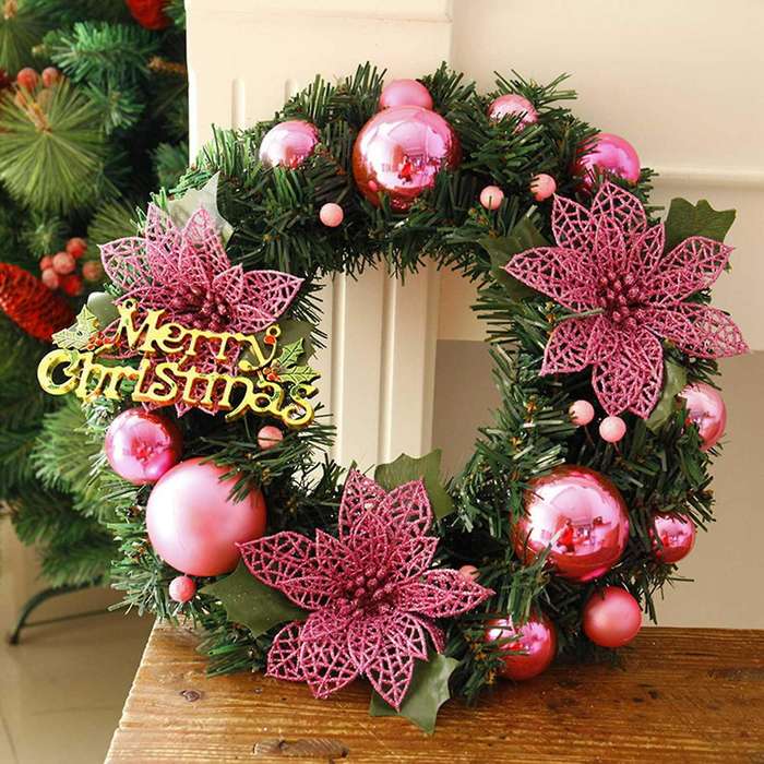 Christmas Wreath 30cm Garland Christmas Ornament Elegant Red