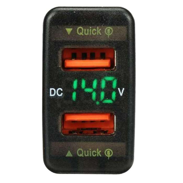 36w Car Charger Qc3.0 Adapter for Toyota Hiace Prado 22x44mm Green