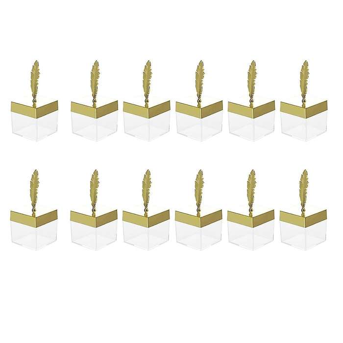 12pcs Square Wedding Candy Box Metal Personality Gift Golden