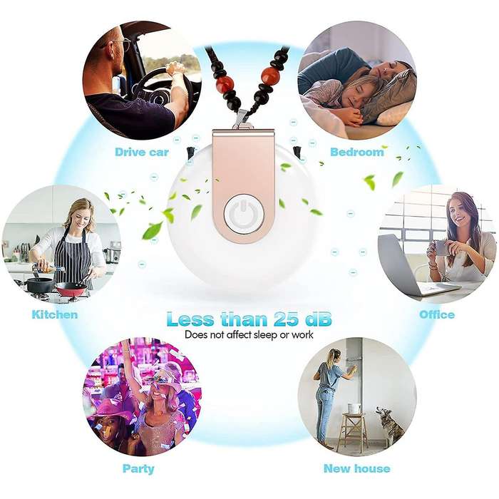 Mini Air Purifier Necklace for All Ages, Adults and Kids White+silver