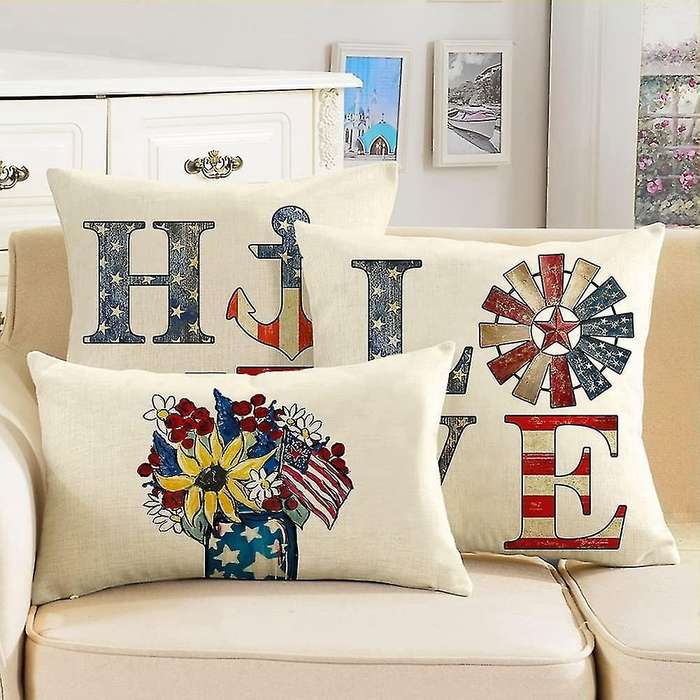 Farmhouse Throw Pillows America Independence Day Decorations for Home