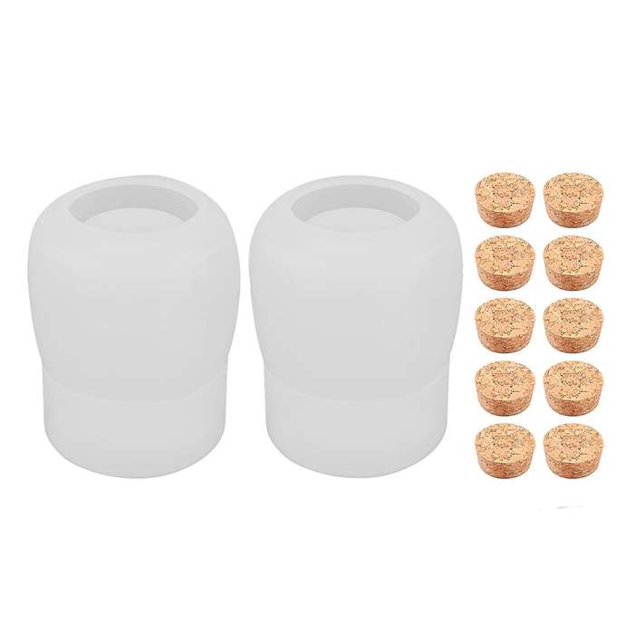 Resin Silicone Jar Mold with Cork Lids,for Diy Epoxy Casting Craft