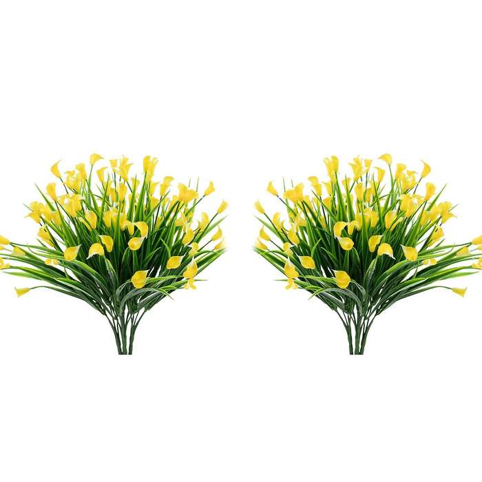 8 Pcs Artificial Flowers Outdoor Yellow Plants Plastic Greenery Decor