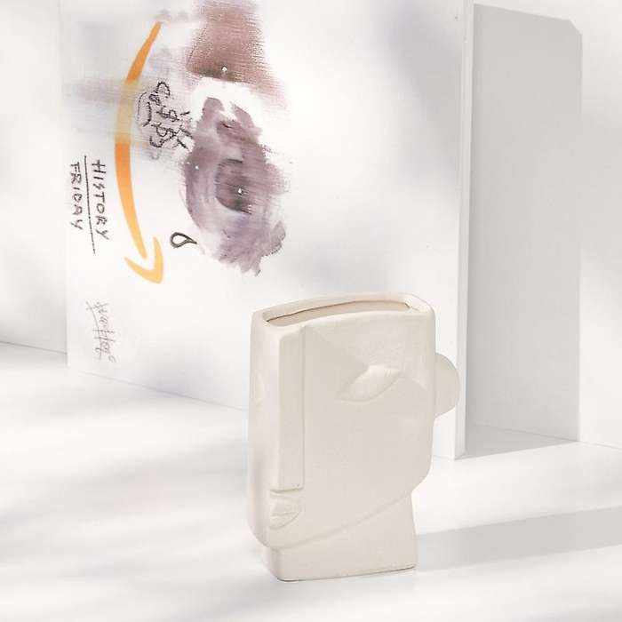 Facial Art Vase Exquisitely Carved Square Face Style Vase Creative