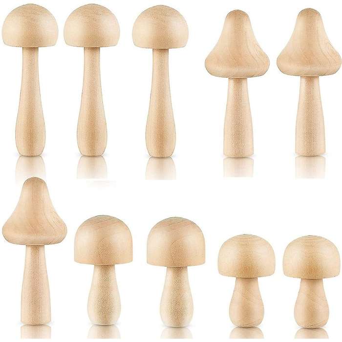 10 Pieces Big Sizes Unfinished Wooden Mushroom Unpainted Wooden