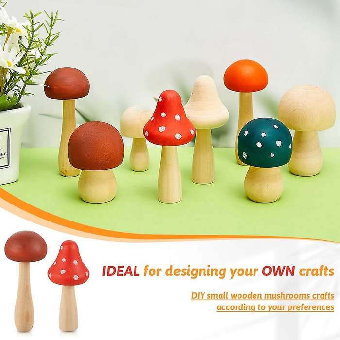 10 Pieces Big Sizes Unfinished Wooden Mushroom Unpainted Wooden
