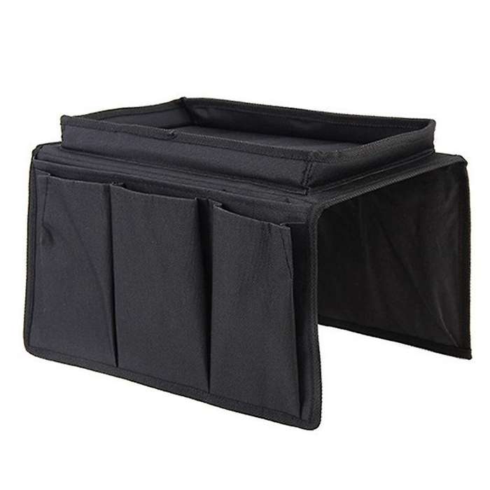 Sofa Armrest Organizer with 4 Pockets&cup Holder for Tv Control-black