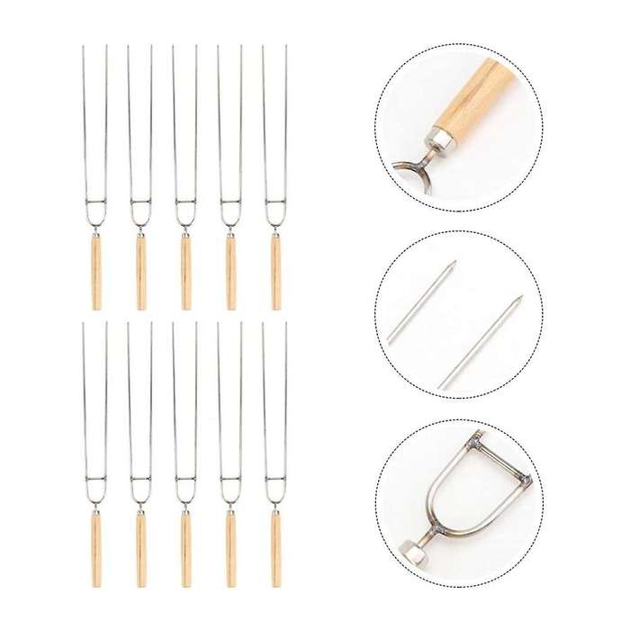 10pcs Stainless Steel U- Shaped Barbecue Forks Fork Roasting Sticks