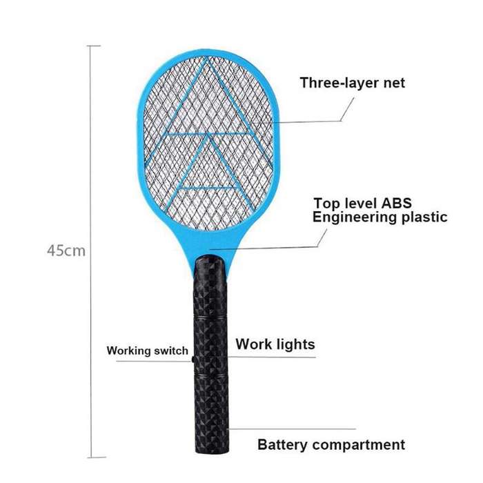 2x Batteries Electric Mosquito Swatter Anti Mosquito Fly Repellent