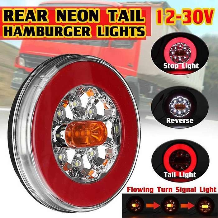 Round Led 4 In 1 Truck Tail Light 12-24v for Trailer Lorry Rv