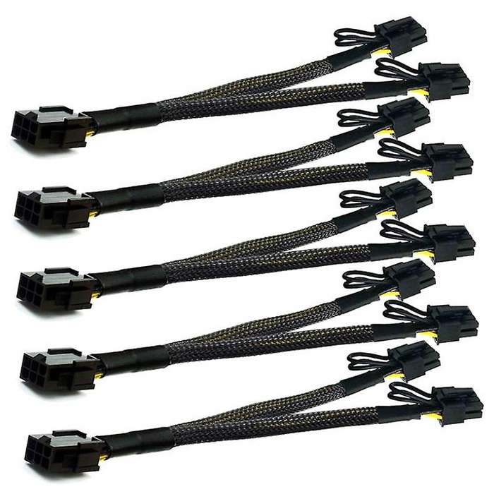 5pcs Pci-e 6 Pin to Dual 8 Pin (6+2) Graphics Card Pci Adapter Cable