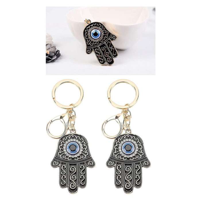4 Pcs Keychain Pendants Evil Eye Keychain for Womens and Mens (black)